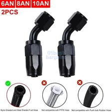 2pcs 6/8/10 AN 45 Degree Swivel Hose End Fitting Adaptor For CPE Fuel Hose