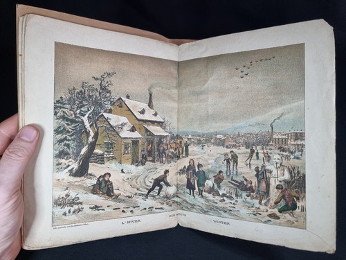 c1890 Hand-Ausgabe von Hölzel's Wandbildern THE SEASONS COLOUR LITHO PLATES