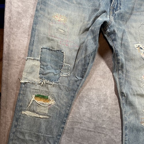 Polo Ralph Lauren Patchwork Jeans Mens 36x30 Mexican Blanket Denim Sullivan Slim - Picture 6 of 13