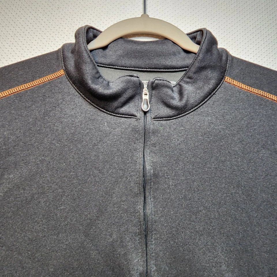Pebble Beach Performance Mens Shirt Large Grey Orange Stitching Quarter Zip - Image 2 of 4