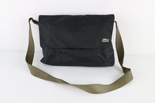 Vtg Lacoste Spell Out Croc Logo Distressed Crossbody Messenger Bag Black Green