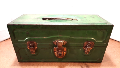 Vintage Excelsior Green Metal Utility Toolbox Portable Storage