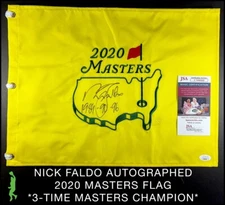 NICK FALDO 1981 90 96 AUTOGRAPHED MASTERS CHAMPIONSHIP PIN FLAG PGA TOUR JSA COA