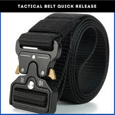 Quick Release Work Belt Tactical Black Men Army Webbing Nylon Waistbelt Luxury.