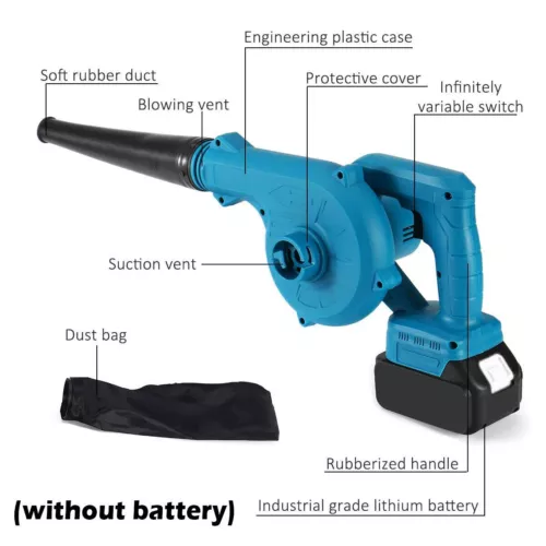 Cordless Leaf Blower Electric Handheld Dust Cleaner w/ Charger & Tube +2 Battery - Picture 14 of 25