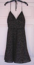 Vintage Y2K EXPRESS Black Silk Halter Knee Length Lined Cocktail Dress 2