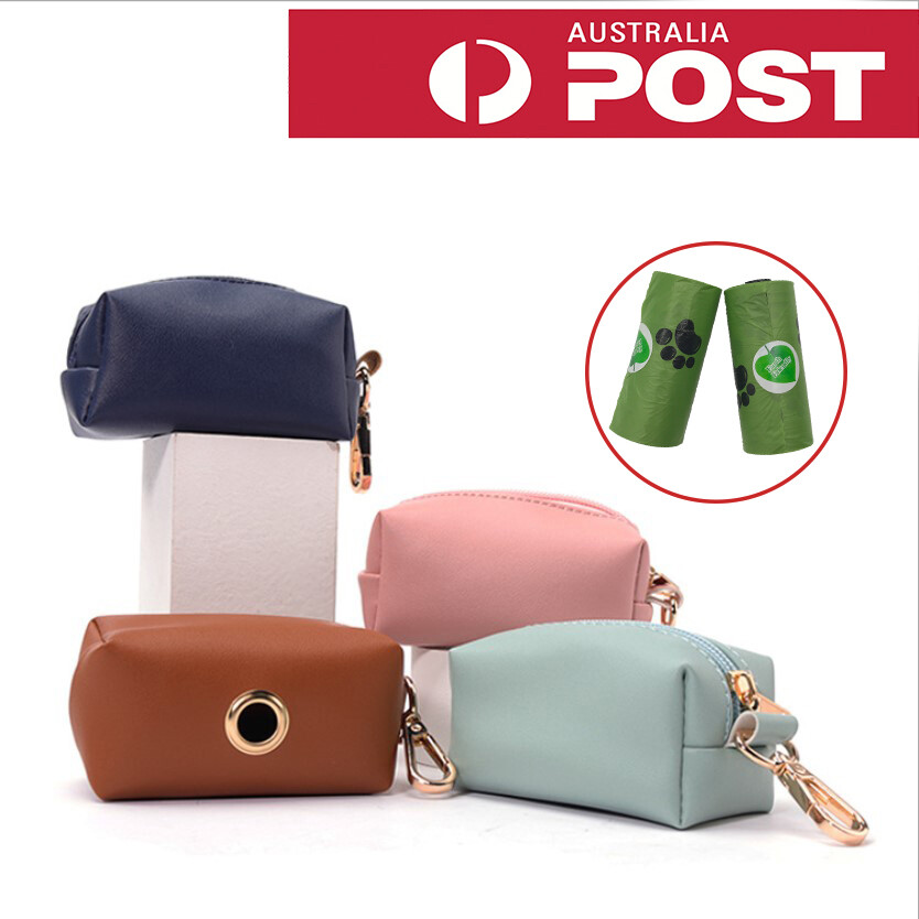 Pet Poop Bag Holder PU Leather Dog Waste Bags Container Dispenser