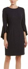 Tahari by ASL 167754 Womens Bell Sleeve Striped Sheath Dress Navy/Ivory Size 10