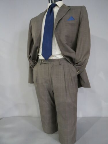 Canali Made in Italy Taupe window pane side vented full canvas suit 38 S - Picture 4 of 17