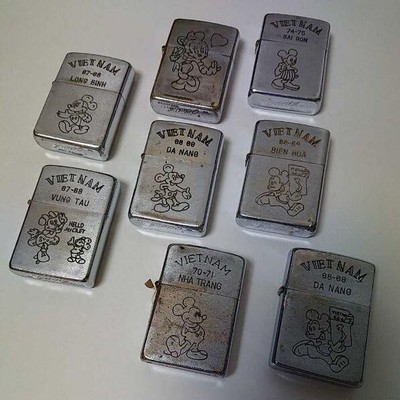 1960-70 Vintage Vietnam 8 set of Zippo with Collection case Mickey 