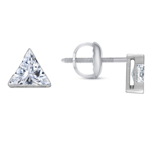 1/2 Ct Triangle Cut Lab Created Grown Diamond Earrings 14K White Gold F/VS Screw - Picture 1 of 3