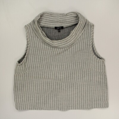 Comfy USA Women's Sleeveless Boxy Blouse Size Large Gray Striped Lagoonlook