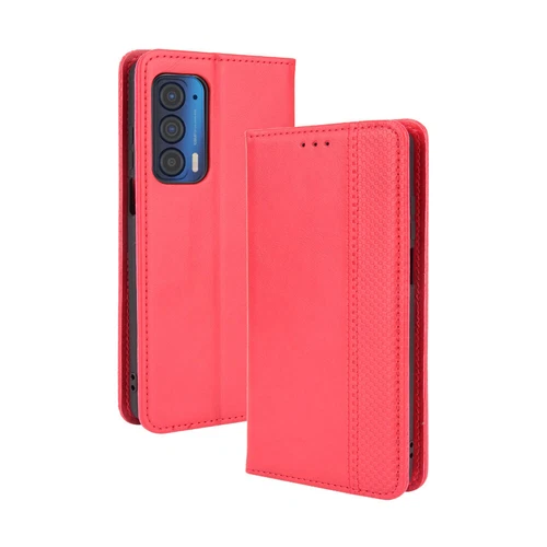 For Motorola Edge (2021) Retro Leather Wallet Flip Stand Case + Screen Protector - Picture 24 of 33
