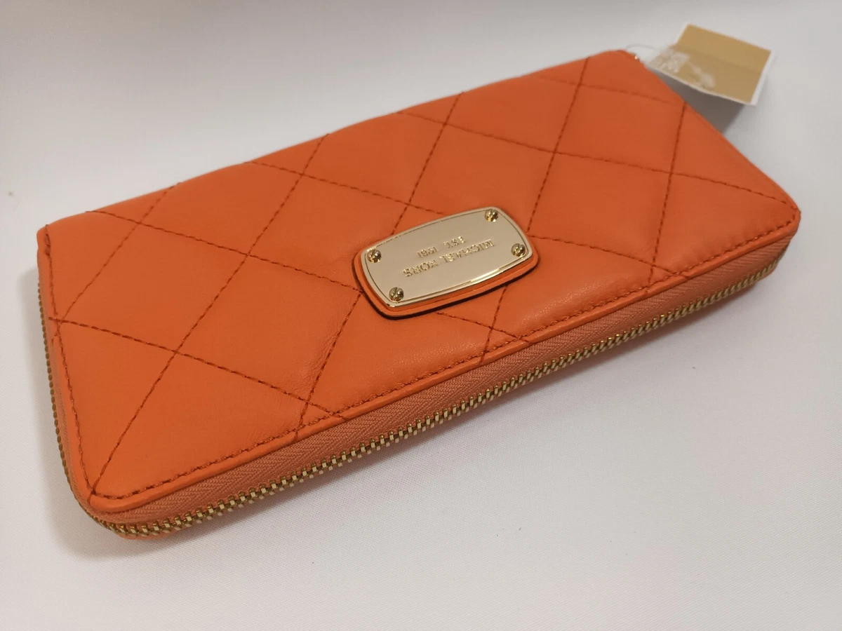 New with Tags Michael Kors Hamilton Quilt Wallet Tangerine