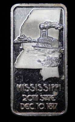 Vintage Mississippi steamboat 1817 20th State 1oz 999 fine silver