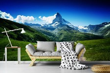 FLEECE Photo Wallpaper-Matterhorn-(6155ah) Nature Alpine Pasture Switzerland Summit Meadow XXL Wall Art