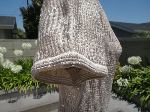 St. John Taupe/Beige Swivel Shimmer Sequin Short Sleeve Sparkly Dress Wmn 8 NWOT - Picture 10 of 12