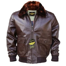 Men WWII Navy G-1 Genuine Leather Flight Bomber Jacket With Warm Quilted Lining