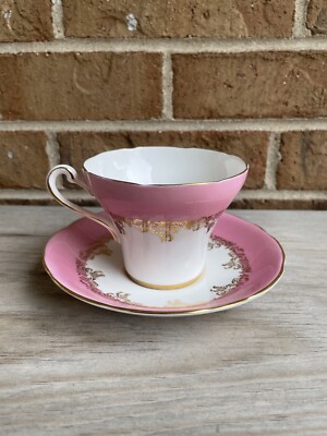 ROYAL STAFFORD Bone China Tea Cup & Saucer PINK Gold Trim Floral