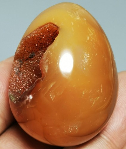 44g Polished CARNELIAN SPHERE GEODE EGG -Madagascar - Picture 2 of 8