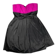 Pink Black Strapless Mini Prom Dress Bow Accent Formal Y2k Party Junior Size 3