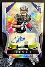 2019 Prizm JUSTICE HILL Auto Silver Rookie Base Parallel RC 2🔥Baltimore Ravens