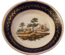 Antique Paris French Soft Paste Porcelain Scenic Saucer Porzellan Vieux Old De C