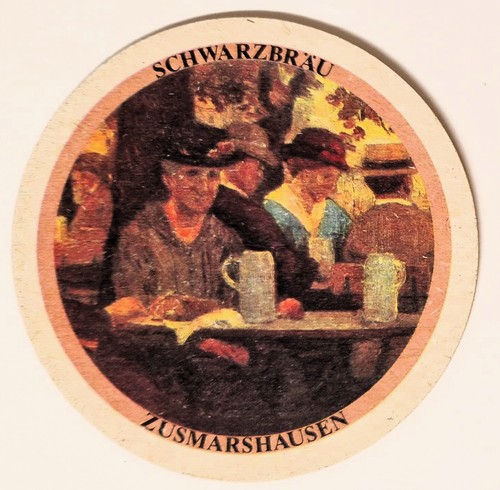ZUSMARSHAUSEN SCHWARZBRÄU BIER BIERDECKEL - 1970er/80er JAHRE - Picture 1 of 2
