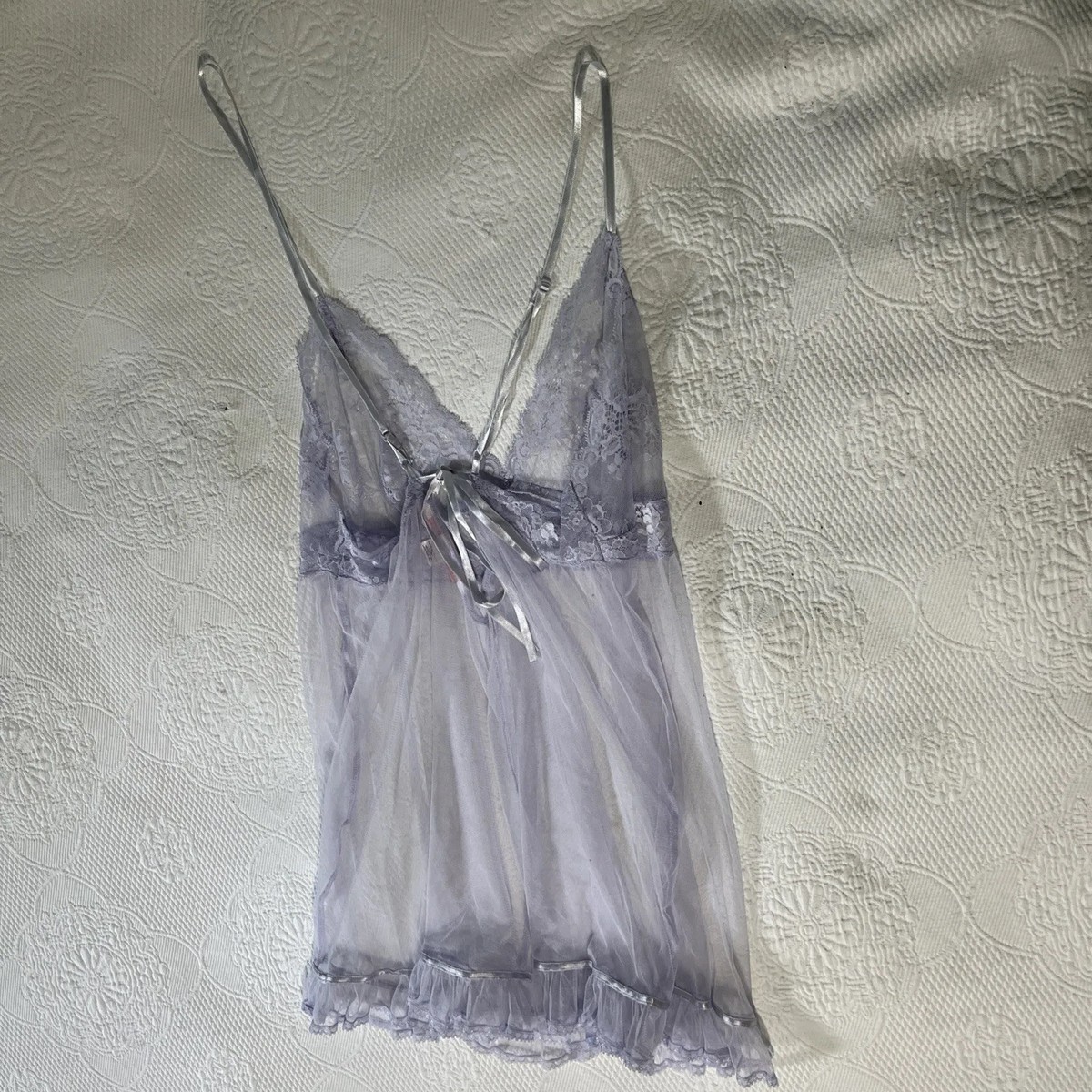 Victoria's SecretY2K Lilac Chemise Nighty Teddy Slip Mesh