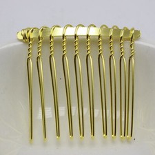10 Golden Metal 10-Teeth Hair Side Combs Clips 40mm for Hair Accessories DIY