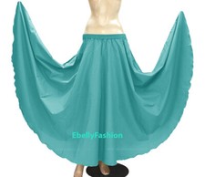 Turquoise Blue Cotton 360 Full Circle Long Skirt for Belly Dancing jupe Tribal