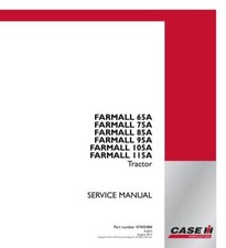 Case Farmall 65a, 75a, 85a,95a,105a,115a Tractor Service Manual Repair Shop Book