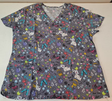 Women's Medium Scrub top, best day ever, lovin life, bikes, hearts, stars etc.