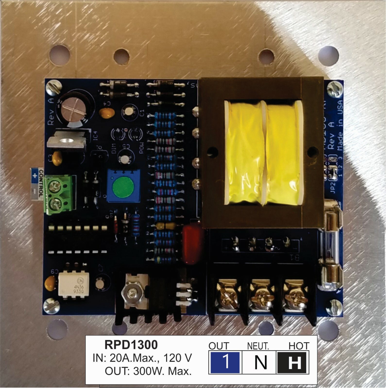 RPD1300 010V 300 W. Reverse Phase, ELV LED dimmer. UL Listed, MADE IN