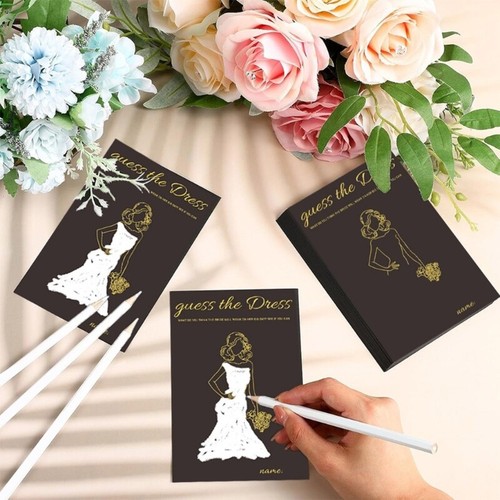 Luxurious Black Gold Card Set Bridal Shower Game Card With Writing Pencil 20PCS - Picture 6 of 8