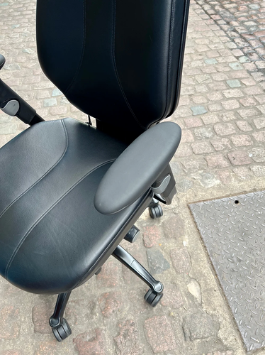 BLACK LEATHER RH400 ELEGANCE FULLY ERGONOMIC OFFICE TASK CHAIRS HEADREST - Picture 4 of 10