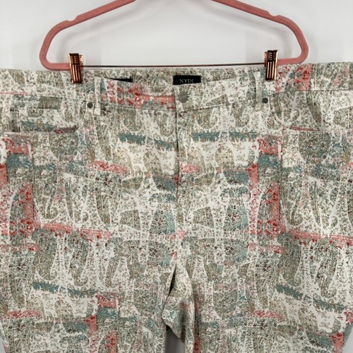 NYDJ Cropped Pants Women's 28W Multi Paisley Lift Tuck Technology Straight Fit - Picture 6 of 13