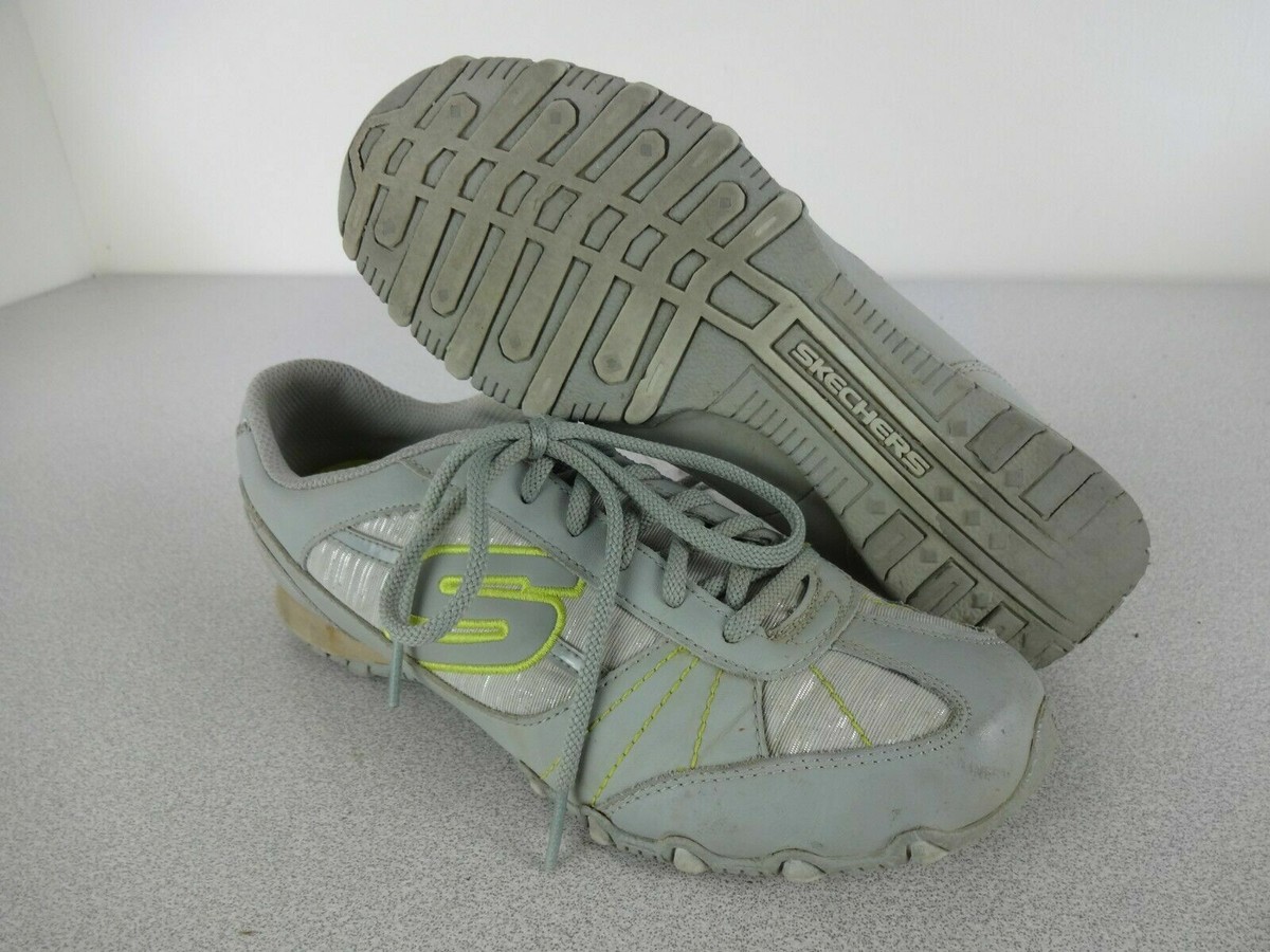 Womens Skechers 22285 Biker Fiesta Lace Up Shoes Gray Lime Size