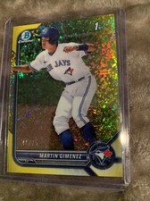 2022 1st Bowman Chrome Yellow Mojo Refractor 41/75 Martin Gimenez Rc Blue Jays