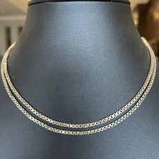 Vintage Italy Sterling Silver 925 2mm Box Link Chain Necklace 30   17.6 Grams