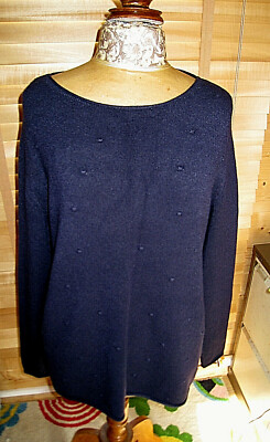 BRAND NEW WITH TAGS - SMF WOMAN DESIGNER - NAVY BLUE BOBBLE JUMPER - SIZE L