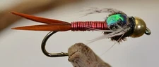1 Doz Bead Head Copper John Nymph Flies with Red Wire - Mustad Signature Hooks