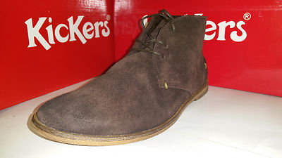 Kickers River 3 laced Ankel Boots Dark Brown Suede Mens Shoes size US 7.5-12