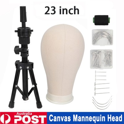 23'' Canvas Block Head Wig Display Head Mannequin Model Hat Making Wig ...