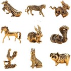 Retro Copper Zodiac Small Statue Figurines Chinese Home Decoration Gift