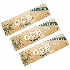 OCB Bamboo Rolling Papers King Slim w/Tips 110mm Ultra Thin 3 Pack 