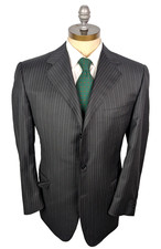CANALI Suit Super 120s Wool Black Stripe Dual Vent Jacket Pants Sz 54R IT 44R US