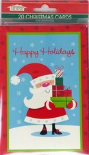 New Assorted 20 ct. Christmas Cards w/ Envelope Santa Happy Holidays