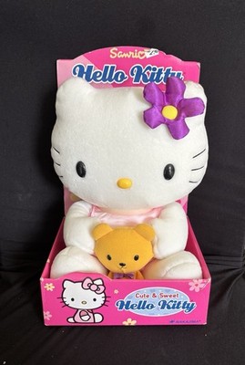 Hello Kitty Plush 2002 Sanrio Nakajima Purple Flower Bear VTG