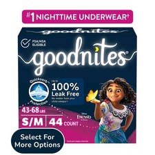 Goodnites Girls Nighttime Bedwetting Underwear, S/M 43-68 lbs , 44 Count